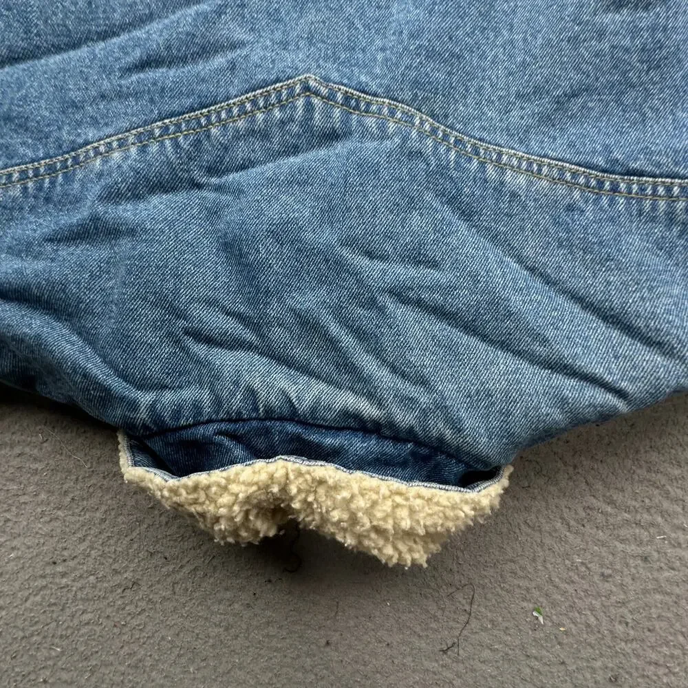 Vintage Arizona Jean Company Sherpa Lined Denim Jean Trucker Jacket Mens Small
